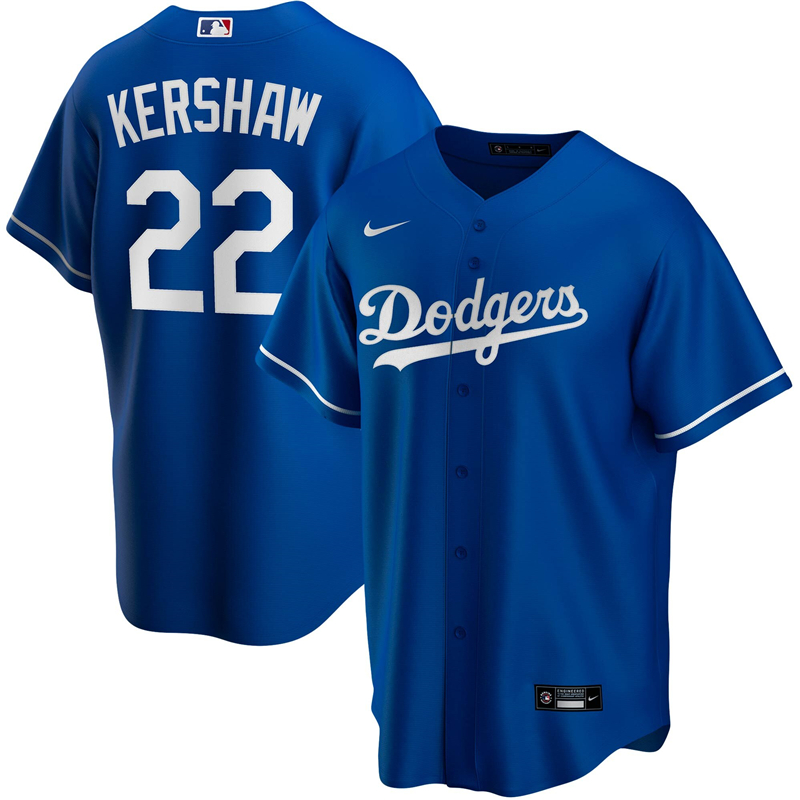 2020 MLB Men Los Angeles Dodgers Clayton Kershaw Nike Royal Alternate 2020 Authentic Player Jersey 3